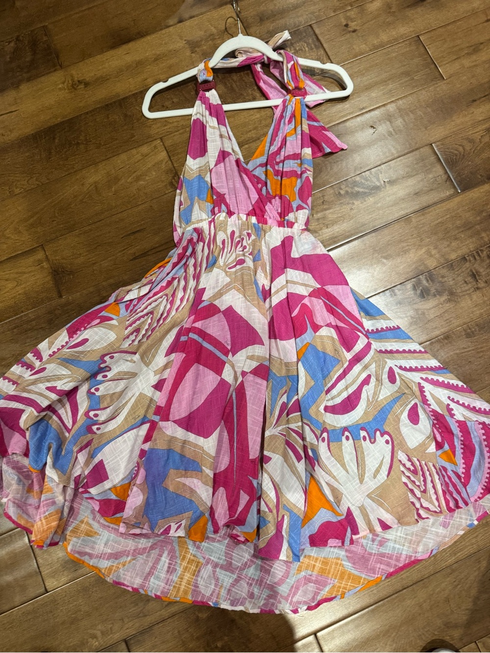 Emilio Pucci  halter top Floral-Print Sundress in Pink, Blue and Orange